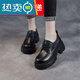 大東女士軟皮系帶小皮鞋女2025年新款百搭單鞋復古厚底軟皮粗跟英倫風(fēng)鞋子