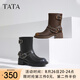 他她（TATA）復(fù)古棕色西部靴女靴加絨馬丁靴機(jī)車靴牛仔短靴秋GJC01DZ4 黑色（單里） 36