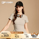 FILA FUSION斐樂潮牌女裝針織短袖衫2025秋季新款時尚休閑緊身T恤 麥粉灰-GY L 170/88A/L