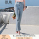 香影（xiangying）微喇淺色牛仔褲女高腰2025夏裝新款修身顯瘦復古休閑九分褲子 牛仔藍 S