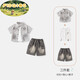 FIDQIOG品牌男童夏裝新款短袖襯衫配牛仔短褲帥氣寶寶衣服2025 灰色 80 cm
