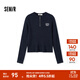 森馬（Semir）毛衣女冬季短款半開(kāi)襟刺繡修身套頭衫女生休閑簡(jiǎn)約風(fēng)顯瘦上衣 深藍80804 XL