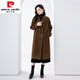 皮爾卡丹（pierre cardin）秋冬高端寬松雙面羊絨大衣女韓版女裝雙排扣駝色羊毛呢子外套洋氣 紅咖 S