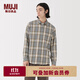 無(wú)印良品（MUJI）男式 法蘭絨長(cháng)袖襯衫男士襯衣25年秋季空調衫男裝純棉 淺米色格紋 L （175/100A）