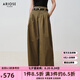艾諾絲雅詩【商場(chǎng)同款】2025夏季新品棉尼混紡高腰闊腿休閑褲長(zhǎng)褲女40513041 苔蘚綠 S