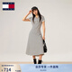 TOMMY JEANS【A字廓形】25夏季女裝氣質(zhì)收腰修身顯瘦連衣裙長裙20383 白藏青條紋0FC M