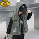 G.DUCKKIDS男童工裝馬甲帥氣寶寶連帽外套2025春秋新款兒童坎肩馬夾外穿潮酷 軍綠色馬甲 春秋款 90 cm
