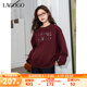 lagogo彩色字母刺繡衛(wèi)衣女拉谷谷2025年新秋季款暗紅色顯白上衣 暗紅色 M