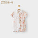 巴厘小豬女寶夏裝短袖薄款兔寶寶衣服甜美公主風哈衣外出服嬰兒夏季連體衣 桃花朵朵開 90cm