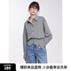 ELLE氣質格紋收腰翻領長袖襯衫女2025春季新款高級感通勤時尚小衫 黑白 S