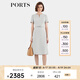 PORTS寶姿女裝2024春夏新款優(yōu)雅簡(jiǎn)約鏈條裝飾領(lǐng)淺灰色褶裥連衣裙 淺灰色 S (4)