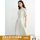 獨(dú)束大碼女裝新中式連衣裙夏2025新款高腰高腰A字裙改良旗袍裙子 云霧白 L （尺碼：2）