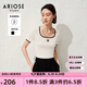 艾諾絲雅詩(shī)商場(chǎng)同款ariose夏季新品時(shí)髦修身方領(lǐng)短袖T恤針織衫女30438197 白色 L
