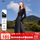 百圖betu女裝2025秋季新款連衣裙簡約氣質(zhì)顯瘦拼接假兩件裙子2508T84 黑色 L