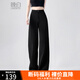 晚白【專享】時(shí)尚簡約氣質(zhì)褲子百搭純色毛呢加絨休閑褲女 黑色 28