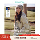 茵曼（INMAN）撞色翻領(lǐng)棉服外套2025秋季女裝新款加厚面包服短款大衣上衣 杏色 XL