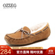 OZZEG澳洲冬季豆豆鞋女羊皮毛一體加絨保暖棉鞋防踢防滑樂(lè )福鞋孕婦鞋 咖色 37 (防踢防撞升級版)