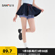 三福短裙2025夏季撞色花邊抽繩松緊腰針織蓬蓬裙半身裙女裝500286 寶藍 S