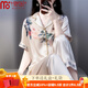 莫代爾水光綢國風(fēng)新中式睡衣女夏季冰絲薄款短袖長褲套裝家居服新款印花 繁花-富貴短長 商柜品質(zhì) 7A軟絲 XL