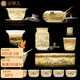 金鑲玉 功夫茶具套裝 中國(guó)白羊脂玉瓷家用陶瓷白瓷泡茶套裝送禮禮盒裝 水墨江山側(cè)把玉盤(pán)羊脂玉瓷套裝