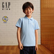 蓋璞男童夏季款logo珠地吸濕速干polo領(lǐng)短袖T恤兒童裝767189 天藍色 130 cm(8-9歲)亞洲尺碼