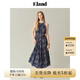 ELAND【萊賽爾＋亞麻】衣戀吊帶連衣裙女印花掛脖裙25夏新款淡人 藏青色(59)Navy-A款F25D01 S /160
