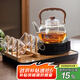 憶壺茶（YIHUTEA）煮茶壺電陶爐煮茶器燒水壺泡茶玻璃茶壺電爐套裝家用功夫茶具套裝 山河提梁壺透明電陶爐套組十件套