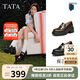 他她沈月同款TATA預(yù)言家厚底樂福鞋女粗跟小皮鞋 黑色 36