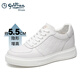金利來(lái)男鞋新款厚底增高小白鞋休閑柔軟透氣板鞋百搭輕便男士?jì)仍龈咂ば?白色 40