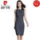 皮爾卡丹（pierre cardin）氣質(zhì)通勤女裝春夏新款中長款OL職業(yè)修身包臀純色無袖打底連衣裙秋 深灰色 L