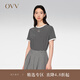 OVV2024春夏新款女裝星空刺繡舒適圓領(lǐng)清爽條紋休閑短袖T恤 黑色條紋07 M