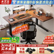 木藝生轉角雙電機電動(dòng)升降電腦桌家用辦公雙人L型桌子工作臺拐角書(shū)桌 雙電3節插排右拐角3cm實(shí)木胡桃色 1.8*1.1M(升級加強版收納橫梁)
