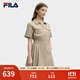 FILA 斐樂(lè )官方女子梭織連衣裙2025夏季新款時(shí)尚涼感防曬收腰裙子 荒草卡其-LK S 160/80A/S