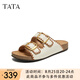 他她（TATA）女鞋勃肯拖2025夏季新款外穿拖鞋涼鞋女 米白 36