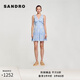 SANDRO【博主同款】2024夏季款女裝刺繡鏤空藍色吊帶連衣裙SFPRO03768 40/天藍色 38