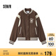 森馬（Semir）外套女刺繡拼接撞色寬松夾克2024冬季仿毛呢棒球服109724108004