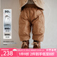 OAK FAMILY新品冬季寶寶白鵝絨束腳羽絨褲男女孩長(zhǎng)款褲子加厚保暖 卡其 100 cm