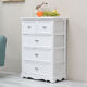 JGDAK田園現代簡(jiǎn)約實(shí)木臥室五斗柜收納斗櫥桐木客廳儲物柜白色整裝柜子 框架白色五斗 52*30*75 整裝