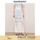 MAXRIENY修身魚尾半身裙包臀中長裙 淺牛仔藍 M 02/36