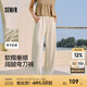 森馬（Semir）休閑褲女格子肌理寬松彎刀褲2025夏季新款分割垂感闊腿褲顯瘦 米白10301 M