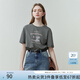 范思藍恩夏季縫紉機印花短袖t恤女春夏新款韓版寬松短袖上衣女T恤 煙灰色 M