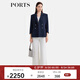 PORTS寶姿女裝2025春夏新款商務(wù)百搭通勤丈青藍(lán)七分袖西裝短夾克 丈青色 XS （2）