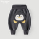 多嘻?？▕W粒絨寶寶褲子秋冬季兒童嬰兒大PP褲男童棉褲加厚加絨褲冬裝 深灰企鵝【加絨】 100