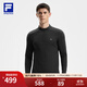 FILA 斐樂(lè )官方男子針織長(cháng)袖上衣2025冬季新款健身運動(dòng)加絨基礎長(cháng)T 深黑-BK L 175/96A/L