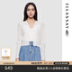 歌力思（ELLASSAY）2025春夏新款時(shí)尚簡約風(fēng)優(yōu)雅百搭系V領(lǐng)短款針織衫女EWD361M02500 純凈白 S