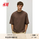 H&M男裝T恤2025年夏季新款大廓形T恤1294399棕色S 170/92