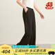 金菊【提花桑蠶絲休閑褲】2025夏季舒適后腰松緊真絲闊腿西裝褲女褲子 黑色 XL XL(170/76A)
