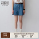 Teenie Weenie小熊牛仔短褲女夏季韓版簡(jiǎn)約休閑松緊高腰時(shí)尚牛仔褲女 深藍(lán)色 M (165)