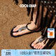 COOLCHAP25新款涼鞋女軟底海邊歐式旅游沙灘涼鞋夾趾平跟時裝羅馬度假鞋 秘境黑（新版） 正碼正拍 38