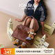 簡(jiǎn)·佰格（JONBAG）隨心雙袢手提托特包植鞣2025新款送女友禮物高級(jí)感單肩包通勤百搭 榛果棕+木緣珠語(yǔ)掛飾